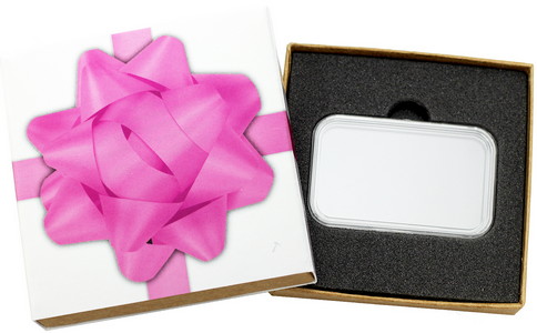 SilverTowne Natural Kraft Paper Gift Box with Light Pink Bow Box Sleeve